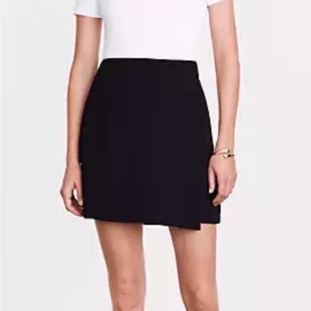 LOFT Versa Black Faux Wrap Mini Skirt